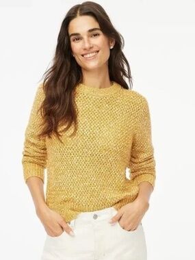 Mustard Yellow J.Crew Textured Marled Honeycomb Knit Sweater.Size S